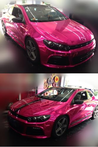 Image of LZLRUN 1FT x 5FT Chrome Mirror Vinyl Wrap Adhesive Car Sticker Decal Film (Rose Red, 1FT x 5FT)