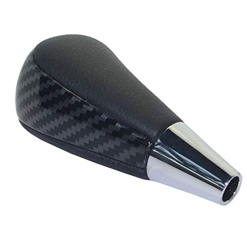 Pursuestar Black Leather Carbon Fiber Gear Shift Knob Compatible For Toyota Rav4 Land Cruiser Lexus Sienna Corolla Camry Sequoia Estima Crown Mazda Replacement M8X1.25 #TOP2