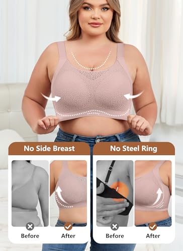 Image of Xcutting Lace Women's Seamless No Underwire Bra Soft Wireless Comfort Bralettes Full Coverage Bralette Everyday T-Shirt Bra