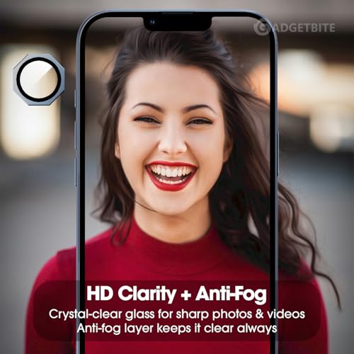 Image of GadgetBite Snaptra Octagon Lens Protector Compatible With iPhone 15 Pro & iPhone 15 Pro Max - 9H Tempered Glass Camera Cover with Metal Ring, Scratch-Resistant,Camera Lens Protection - Dark Blue