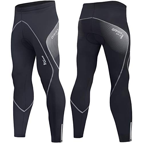 Brisk Bike Collants Cyclistes Thermiques cuissards Longs Leggings Bicyclette Collants de vélo rembourrés pour Cycliste Professionnel Pantalons vêtements vélo de Montagne (Black/Grey, XL) Cover