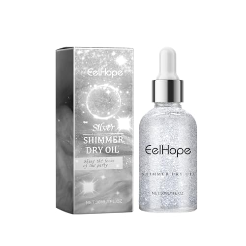 Clawrex Aceite de iluminador corporal, líquido iluminador de purpurina, maquillaje para cara y cuerpo (plata)