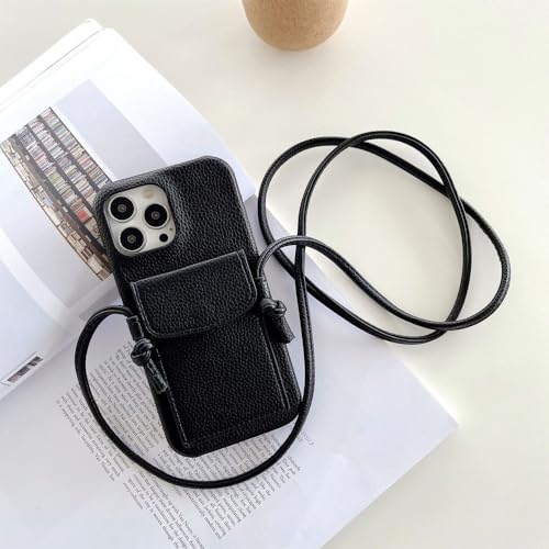 iPhone 17 Air 16E 16 15 Plus 14 13 12 11 Pro Max XS Max �p�N���X�{�f�B�E�H���b�g�d�b�P�[�X ���U�[�J�[�h�X���b�g �X�g���b�v �V�����_�[�X�g���b�v �u���b�N iPhone 16e�p