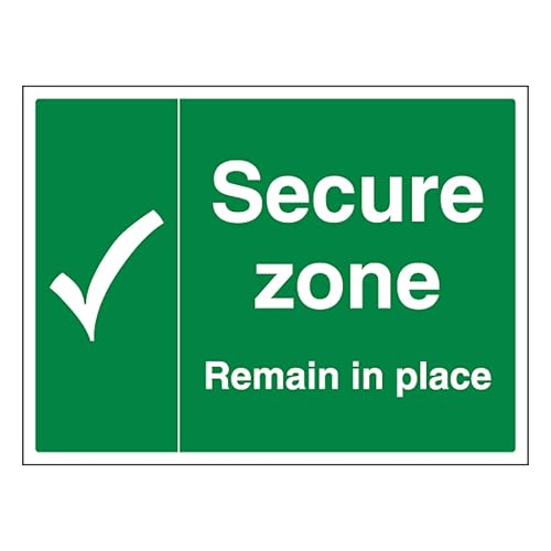 Panneau de sécurité autocollant en vinyle phosphorescent V Safety Secure Zone 600x450 mm