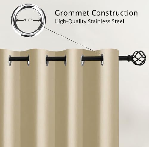 Image of Cloth Fusion 100% Blackout Door Curtains 12 Feet Long Set of 2 with Blackout Lining, Double Layer Room Darkening Parda with Stainless Steel Grommets for Home Decor (12x4 Feet, Iridesent White)