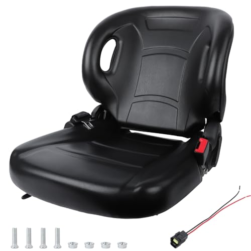 Forklift Seat with Gravity - Sensing Micro Switch Retractable Safety Belt and Slider Rail Compatible with Toyota Cat Clark Komatsu Nissan Yale Hyster