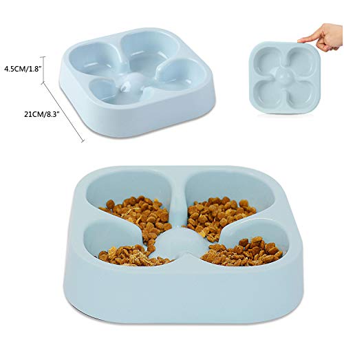 Hifrenchies Gesunde französische Bulldogge Langsam fütternde Hundenapf, Hundekatze Langsam fütternde Schüssel, Langsamer Futterautomat für Frenchie(Blaue vierblättrige Kleeblatt Schüssel)