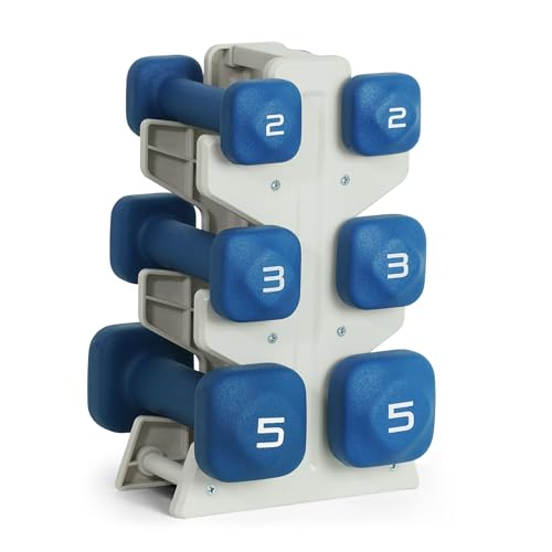 Tone Fitness 20 LB Neoprene Dumbbell Set with Storage Rack – Non-Slip, Anti-Roll Hand Weights for Home Gym Workouts - Blue by Tone Fitness - Used condition - US$38.17