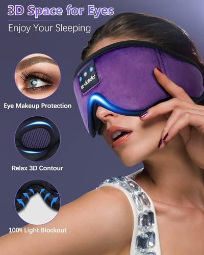 Image of LC-dolida Sleep Headphones, Sleep Mask Bluetooth Wireless Music Eye Mask, Sleeping Headphones for Side Sleepers Sleep Mask with Bluetooth Headphones Ultra-Thin Stereo Speakers Perfect for Sleeping