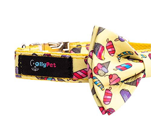 Ollypet Dog Bowtie For Large Dogs Collar And Leash Set Classic Ice Cream Design, Adjustable Dogs Birthday Collar With Removable Bow Tie For Small Medium Dogs (Xl) #TOP2