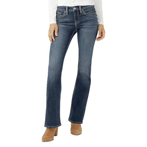 Silver Jeans Co. Women's Suki Mid Rise Bootcut Jeans, Medium Wash, 25W x 33L