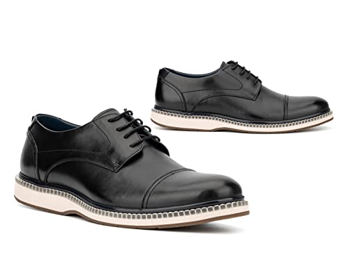 Vintage Foundry Co. Harris Men's Captoe Oxford Shoes, Leather Lace Up, Cap Toe, Rubber Outsole; Size 11 Black/Oil #TOP2