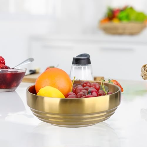 SUMNACON Dekoschale, Hochglanzpolierte Schlüsselschale, aus Edelstahl, Ø 18 cm, Servierschalen, Moderne Schmuckschale als Deko Geschenk Snackschalen Dipschale Gold