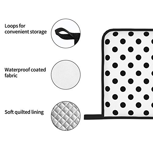 Msacrh Black Polka Dot Oven Mitts And Pot Holders Sets Of 4,Resistant Hot Pads With Polyester Non-Slip Bbq Gloves For Kitchen,Cooking,Baking,Grilling #TOP4