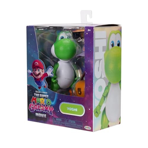 The Super Mario Galaxy Movie 5” Action Figures Series 1 – Yoshi Figure with Hat, Sunglasses, and Satchel Accessories - Premium Details 20 Points of Articulation - Thumbnail 3