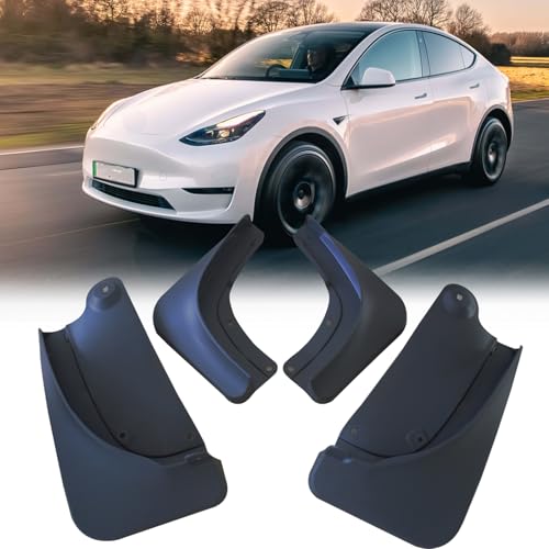 Image of Set of 4 Pcs Mud Flaps Splash Guards Mudguards Mudflaps Fit for Tesla Model Y 2020 2021 2022 2023 2024 Mud Splash Guards Front and Rear (Driver and Passenger Sides)