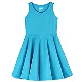 Mightly Girls' Sleeveless Skater Dress | Organic Cotton Casual Summer Clothes, Swing Dresses with Po