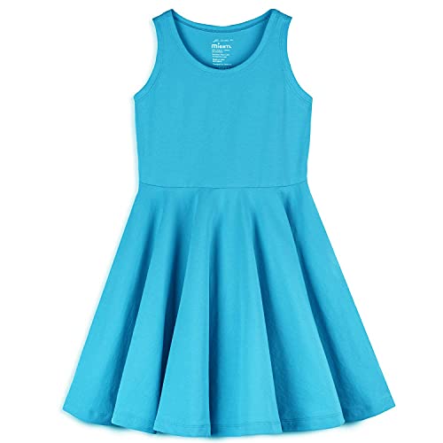 Mightly Girls' Sleeveless Skater Dress | Organic Cotton Casual Summer Clothes, Swing Dresses With Pockets, Cute Fashion Twirl Play Dress, Fair Trade Certified For Toddler & Kids Turquoise, 4T #TOP15