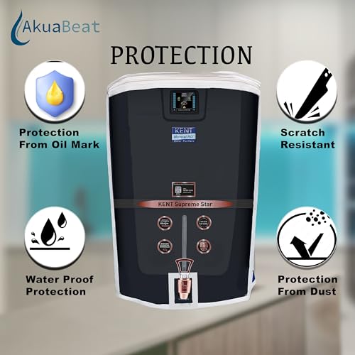 Image of Water Purifier Cover Compatible with Kent Supreme Star RO+UV+UF+TDS - Dustproof, Waterproof, Oil Stain Protection, Transparent Front, Velcro Closure, Fits Wall-Mounted /Table-Top