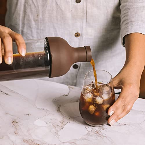 Image of Chariot New York Cold Brew Coffee Bottle 650ml | Reusable Filter Coffee Maker Bottle | Durable Glass with Built-in Filter & Airtight Seal | Easy Homemade Cold Brew & Iced Coffee Maker