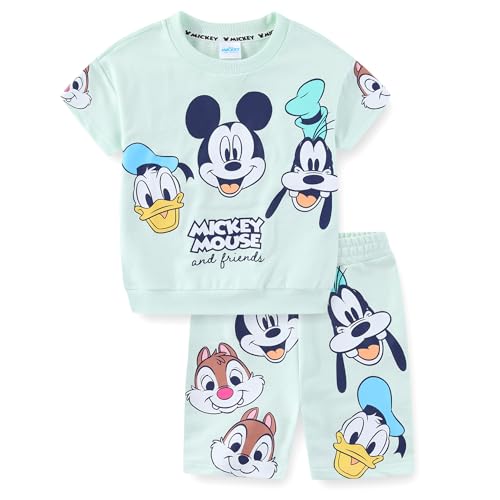 Image of Disney Mickey Mouse Boys 2 Piece French Terry Short Sleeve T-Shirt and Shorts Set for Toddler and Big Kids