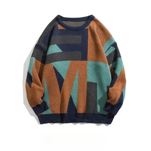 Korean Long Sleeve Knitwear Loose Fit Woven Casual Men's Knit Sweater Top Harajuku Pullovers Male2