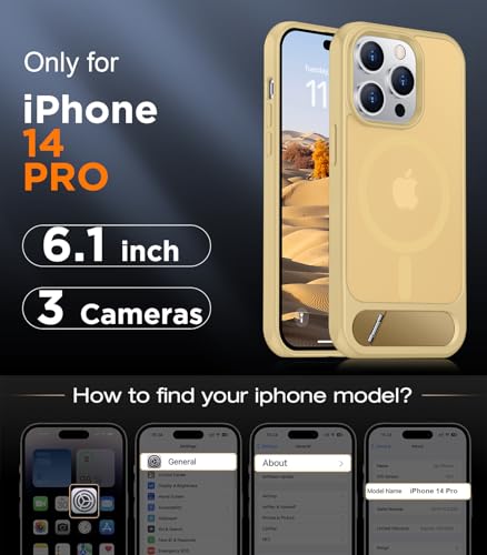 Image of Magnetic Compatible with iPhone 14 Pro Case, [Built-in Invisible Kickstand][Compatible with MagSafe] [Military Grade Shockproof] Slim Translucent Matte Phone Case for iPhone 14 Pro 6.1 inch