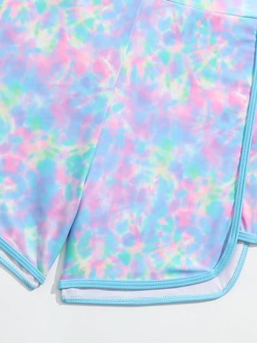 SHENHE Girl's Rash Guard Swimsuit Tie Dye Short Sleeve Bathing Suit with Shorts 2 Piece Swimwear4