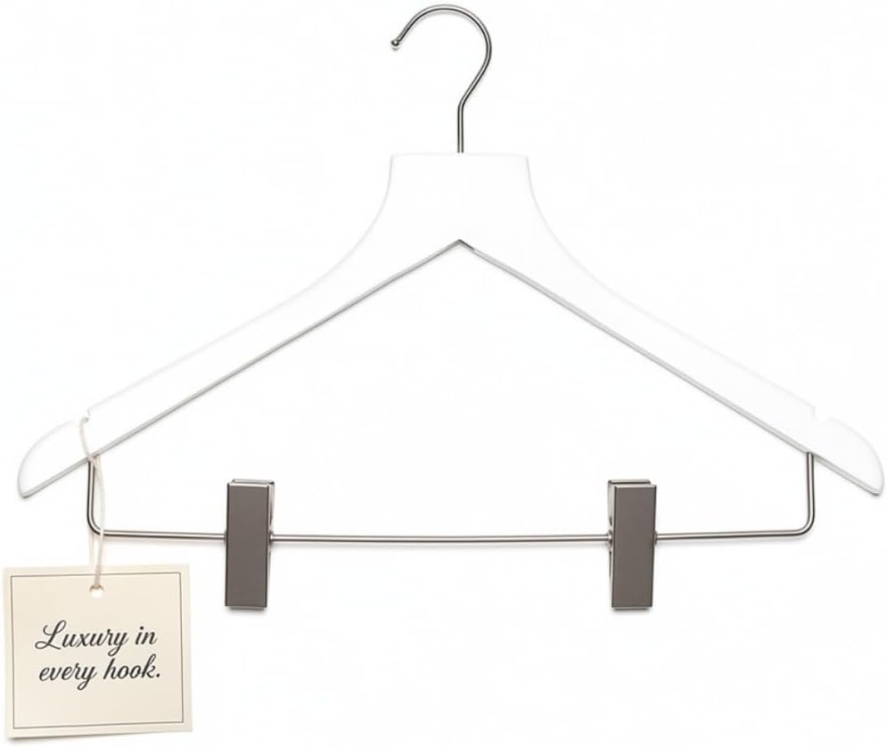 Sueded Clothes Hanger with Clips, Non-Slip, Durable, and Space-Saving Closet Organizer, Black, 6pcs