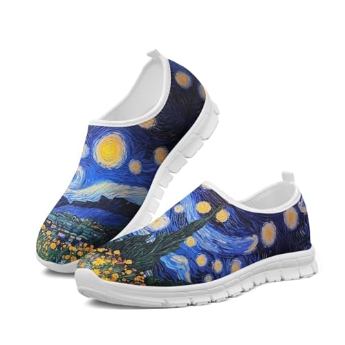 Image of Floral Sneakers for Women Colorful Art Shoes for Women Slip On Casual Work Shoes