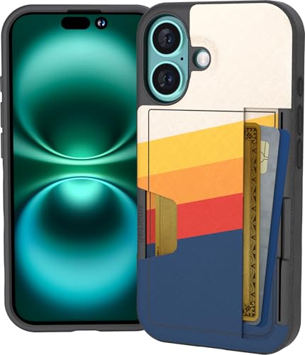 Image of Smartish iPhone 16 Wallet Case - Wallet Slayer Vol. 2 [Slim + Protective] Credit Card Holder w /Kickstand - Drop Tested Hidden Card Slot Cover Compatible w /Apple iPhone 16 - Striped Up