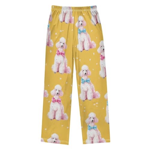 ZZXXB Cartoon Poodle Print Boys Long Pants Soft Trousers Elastic Waist Kids Lounge Bottoms with Pockets S-XL2