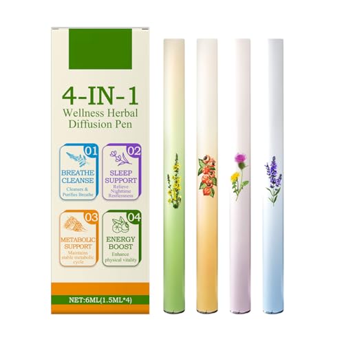 Herbal Blend Diffuser Set 4IN1 Upgraded Dual-Action Herbal Purifier Pens for Sleep Support Breathe Cleanse and Energy Boost Herbal Diffuser Pen Plant-Based Aromatherapy Pen Pocket-Sized Design