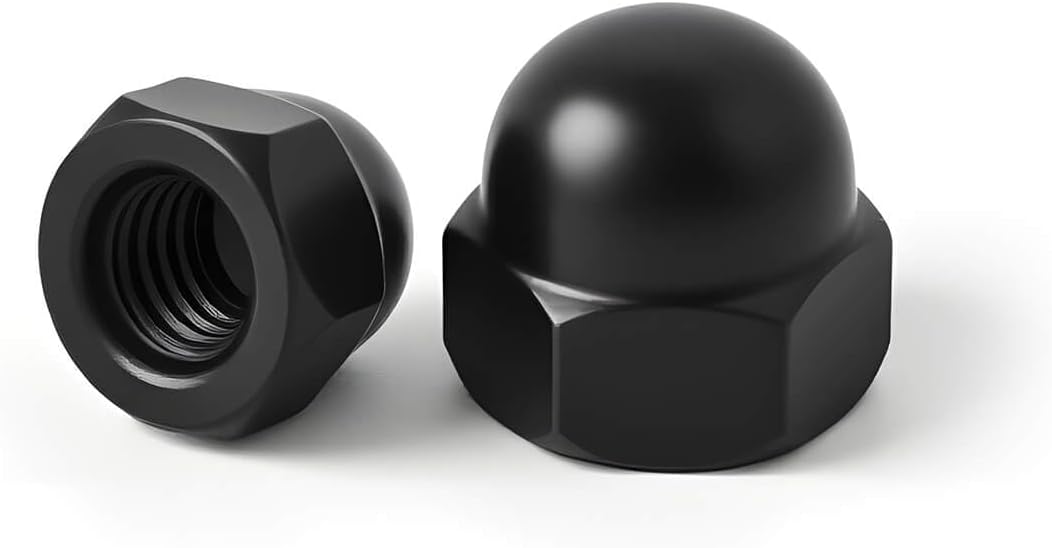 1/4''-20 (30 Pack) Hex Head Acorn Cap Nuts, Black Oxide 304 Stainless Steel 18-8 Hexagon Head Acorn Dome Cap Nuts, Hex Drive