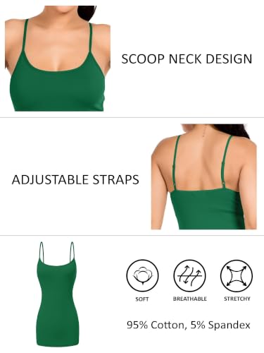 Image of Women's Long Cotton Camisole Spaghetti Strap Tank Top