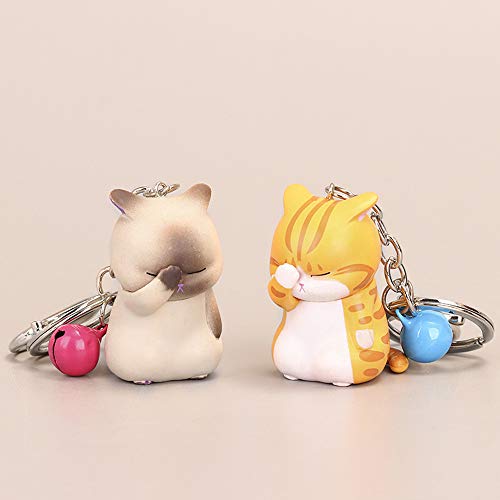 Gaiord Cat Keychain Charms, Key Ring Cute Key Chain Shy Chubby Kitten Trinket Bag Decor (Orange) #TOP3