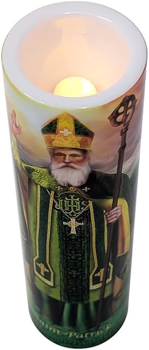 Saint Patrick LED Flameless Devotional Prayer Candle