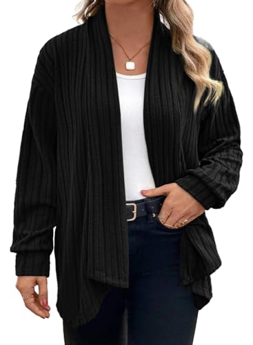 Eytino Womens Plus Size Cardigans Black 2X