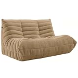 Kaminstuhl, weiches Wildleder, Lounge-Sofa für Wohnzimmer, voller Schaumstoff-Kompression, gemütlich, faule Bodencouch, Khaki, Sitzsack-Stuhl für 3 Personen, ideal für Eckräume