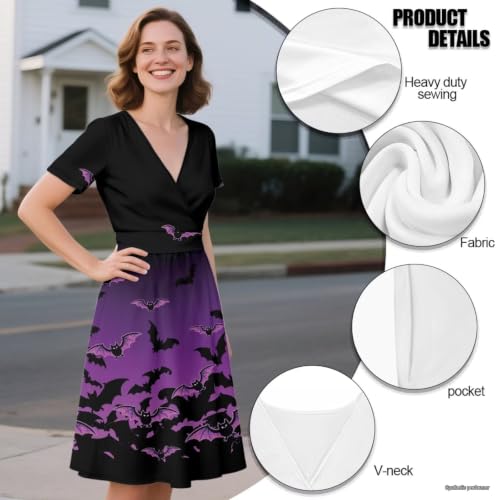 Image of Women's Summer Dresses Short Sleeve Formal Dresses with Pockets | Lightweight polyester fabric delivers cool airflow during hot summer outdoor activities