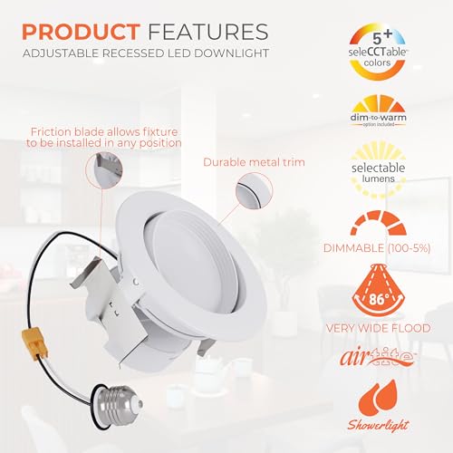 HALO RA 4 inch LED Recessed Lighting Retrofit Gimbal Trim 5CCT 600/900lm - image 2