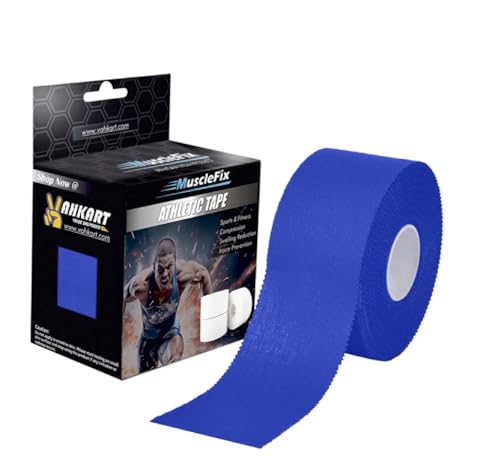 Image of Athletic Tape for Ankle, Wrist & Joint Protection, Easy-tear Breathable Soft Cotton Best Adhesive Medical Tape for Athletes & Trainers (Blue, 5 cm * 13.7 m)