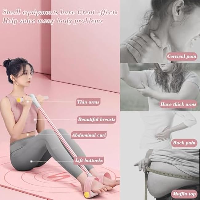 Foot Pedal Resistance Band,6-Tube Pedal Puller Resistance Rope,Yoga Elastic Exercise Bands, for Women Jump Fitness, Abdomen/Arm Weight/Waist/Leg Stretching Slimming Training