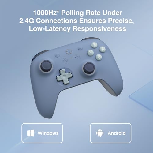 8Bitdo Ultimate 2C Wireless Controller for Windows PC and Android, with 1000Hz Polling Rate, Hall Effect Joysticks and Hall Triggers, and Remappable L4/R4 Bumpers, Turbo Function (Dark Blue) - Image 3