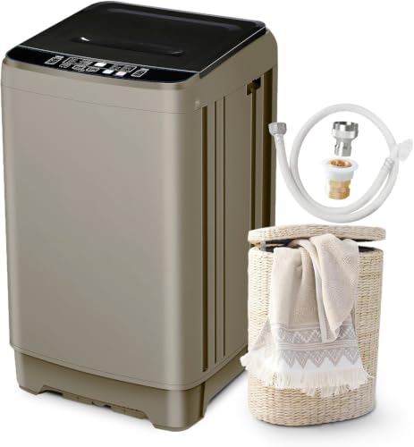 Image of Portable Washing Machine Full Automatic 17.7lbs Small Washing Machine for Apartment 10 Wash Program with Drain Hose, Portable Washer Machine for Dorm, College, RV, Antique Bronze