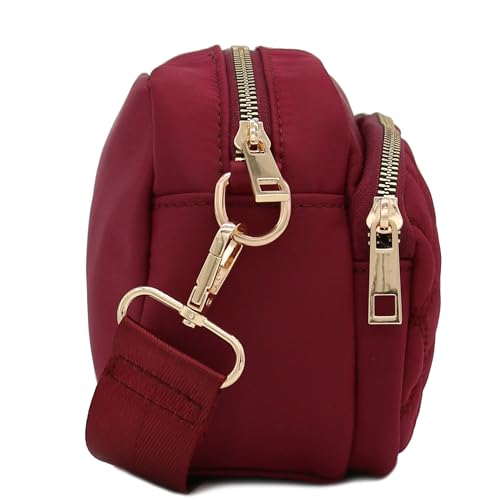 Image of FashionPuzzle Quilted Nylon Crossbody Bag with Wide Strap