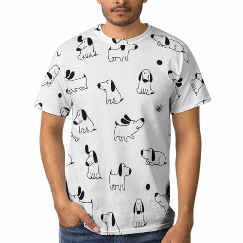 T-shirt homme à col rond imprimé cartoon animal dog vêtement été manches courtes