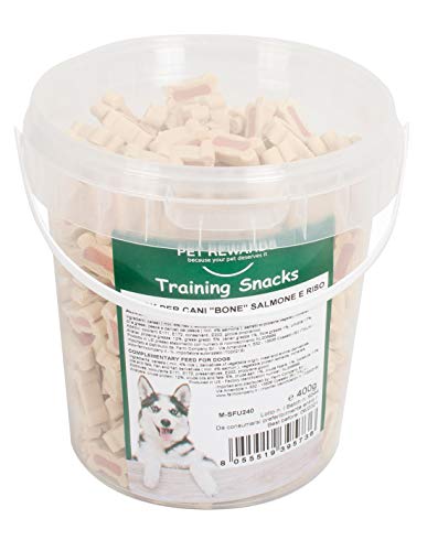Snack per Cani Bone al Salmone e Riso Training Snack per Cani Ossicini con Salmone e Riso 400g