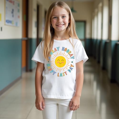 Image of BOUTIKOME Happy Last Day of School Shirt for Girls Kid End of School T-Shirt Student Graduation Gift Summer Tees Tops