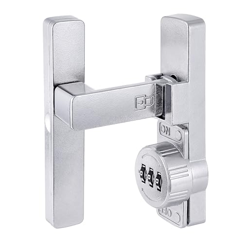 Image of INIRET 2 Packs Silvery 90 Degree Barn Door Lock,Mechanical Password Lock,Flip Latch with Combination,3 Digit Password Keyless,Protect Privacy,for Cabinets,Windows,Garden,Bathroom,and Sliding Door